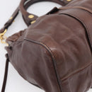 Miu Miu Vitellolux Hand Bag Leather 2way Brown Gold Auth 212926V-15