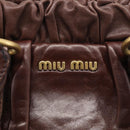 Miu Miu Vitellolux Hand Bag Leather 2way Brown Gold Auth 212926V-16