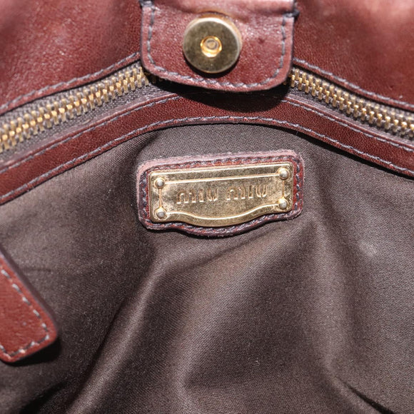 Miu Miu Vitellolux Hand Bag Leather 2way Brown Gold Auth 212926V