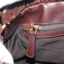 Miu Miu Vitellolux Hand Bag Leather 2way Brown Gold Auth 212926V-22
