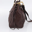 Miu Miu Vitellolux Hand Bag Leather 2way Brown Gold Auth 212926V-4