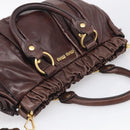 Miu Miu Vitellolux Hand Bag Leather 2way Brown Gold Auth 212926V-6