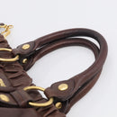 Miu Miu Vitellolux Hand Bag Leather 2way Brown Gold Auth 212926V-8