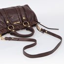 Miu Miu Vitellolux Hand Bag Leather 2way Brown Gold Auth 212926V-9