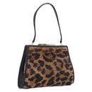 LOEWE Hand Bag Harako leather Brown Gold Auth 212938V-1