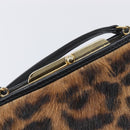 LOEWE Hand Bag Harako leather Brown Gold Auth 212938V-14