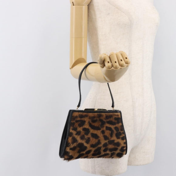 LOEWE Hand Bag Harako leather Brown Gold Auth 212938V