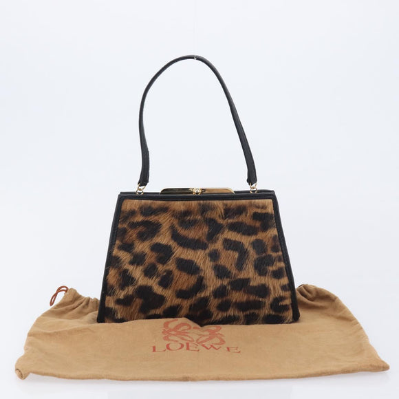 LOEWE Hand Bag Harako leather Brown Gold Auth 212938V