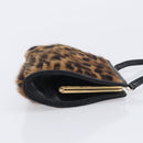 LOEWE Hand Bag Harako leather Brown Gold Auth 212938V-4