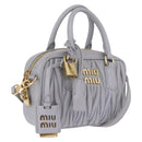 Miu Miu Matelasse Hand Bag Leather 2way Gray Gold Auth 212940SAV-1