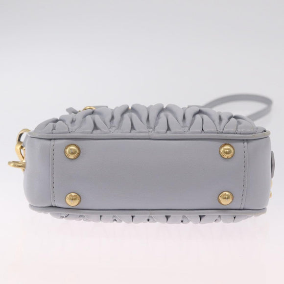 Miu Miu Matelasse Hand Bag Leather 2way Gray Gold Auth 212940SAV