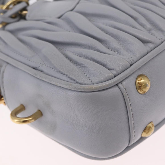 Miu Miu Matelasse Hand Bag Leather 2way Gray Gold Auth 212940SAV