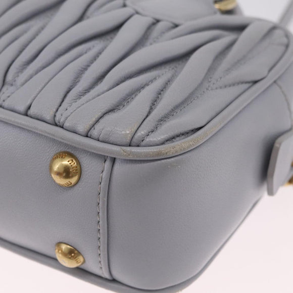 Miu Miu Matelasse Hand Bag Leather 2way Gray Gold Auth 212940SAV