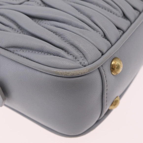 Miu Miu Matelasse Hand Bag Leather 2way Gray Gold Auth 212940SAV