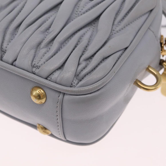 Miu Miu Matelasse Hand Bag Leather 2way Gray Gold Auth 212940SAV