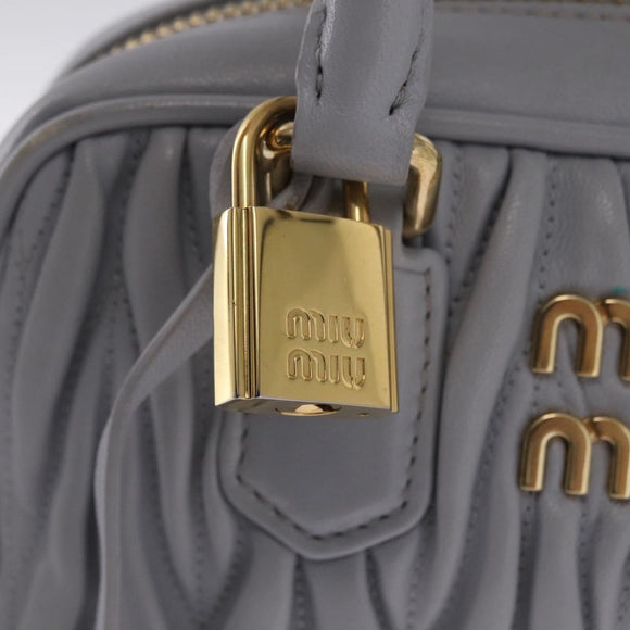Miu Miu Matelasse Hand Bag Leather 2way Gray Gold Auth 212940SAV