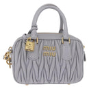 Miu Miu Matelasse Hand Bag Leather 2way Gray Gold Auth 212940SAV-2