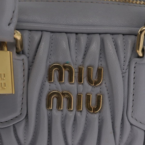 Miu Miu Matelasse Hand Bag Leather 2way Gray Gold Auth 212940SAV