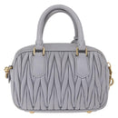 Miu Miu Matelasse Hand Bag Leather 2way Gray Gold Auth 212940SAV-3