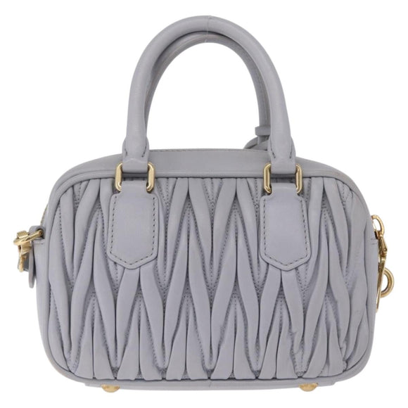 Miu Miu Matelasse Hand Bag Leather 2way Gray Gold Auth 212940SAV