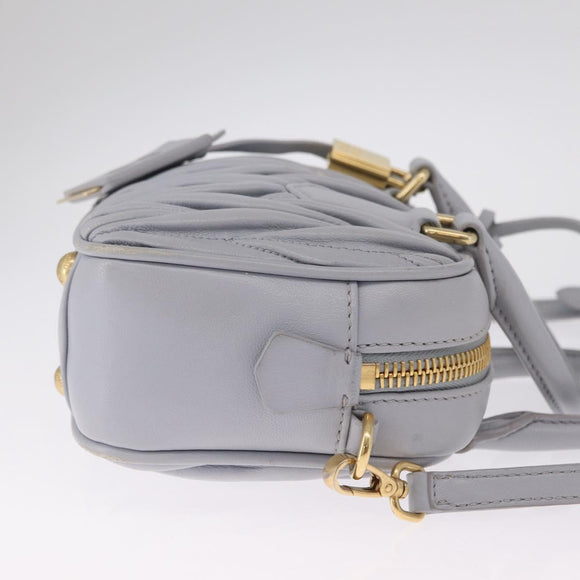 Miu Miu Matelasse Hand Bag Leather 2way Gray Gold Auth 212940SAV