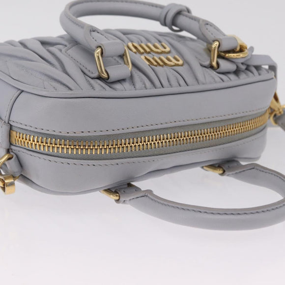 Miu Miu Matelasse Hand Bag Leather 2way Gray Gold Auth 212940SAV