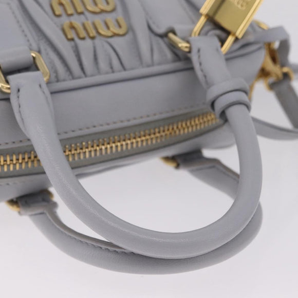 Miu Miu Matelasse Hand Bag Leather 2way Gray Gold Auth 212940SAV