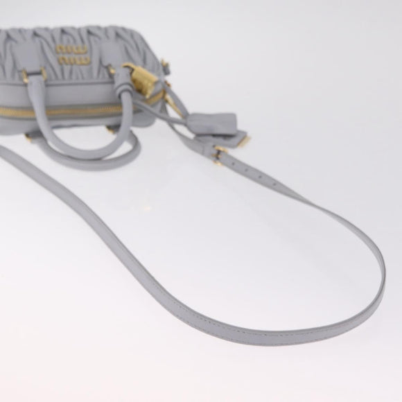 Miu Miu Matelasse Hand Bag Leather 2way Gray Gold Auth 212940SAV