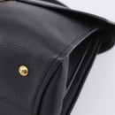 Salvatore Ferragamo Margot Hand Bag Leather 2way Black Gold Auth 212942V-10