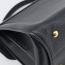 Salvatore Ferragamo Margot Hand Bag Leather 2way Black Gold Auth 212942V-13
