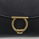 Salvatore Ferragamo Margot Hand Bag Leather 2way Black Gold Auth 212942V-14