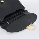 Salvatore Ferragamo Margot Hand Bag Leather 2way Black Gold Auth 212942V-15