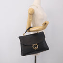 Salvatore Ferragamo Margot Hand Bag Leather 2way Black Gold Auth 212942V-24