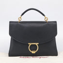 Salvatore Ferragamo Margot Hand Bag Leather 2way Black Gold Auth 212942V-25