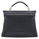 Salvatore Ferragamo Margot Hand Bag Leather 2way Black Gold Auth 212942V-3