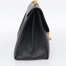 Salvatore Ferragamo Margot Hand Bag Leather 2way Black Gold Auth 212942V-4