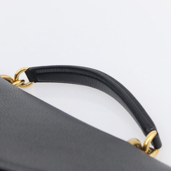 Salvatore Ferragamo Margot Hand Bag Leather 2way Black Gold Auth 212942V