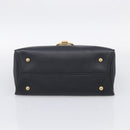 Salvatore Ferragamo Margot Hand Bag Leather 2way Black Gold Auth 212942V-9