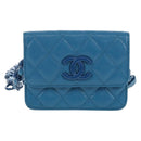 CHANEL Chain Matelasse Shoulder Bag Caviar Skin Blue Silver CC Auth 212946SM-2