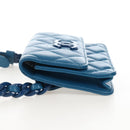 CHANEL Chain Matelasse Shoulder Bag Caviar Skin Blue Silver CC Auth 212946SM-4