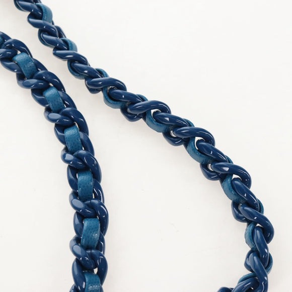 CHANEL Chain Matelasse Shoulder Bag Caviar Skin Blue Silver CC Auth 212946SM