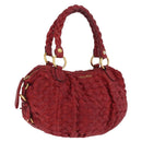 Miu Miu Hand Bag Leather Red Gold Auth 212947A-1