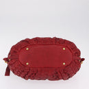 Miu Miu Hand Bag Leather Red Gold Auth 212947A-10