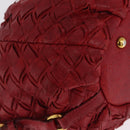 Miu Miu Hand Bag Leather Red Gold Auth 212947A-11