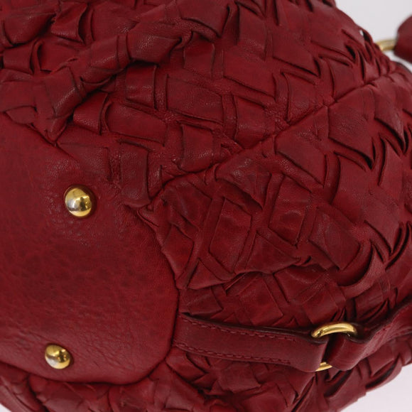 Miu Miu Hand Bag Leather Red Gold Auth 212947A