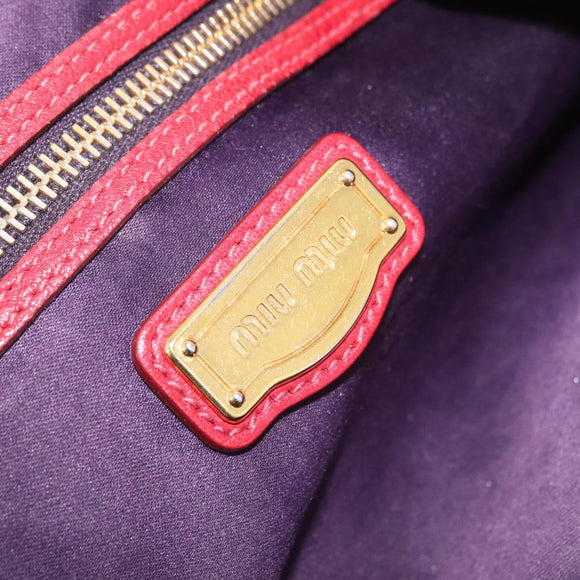 Miu Miu Hand Bag Leather Red Gold Auth 212947A