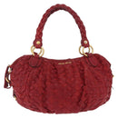 Miu Miu Hand Bag Leather Red Gold Auth 212947A-2