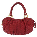 Miu Miu Hand Bag Leather Red Gold Auth 212947A-3
