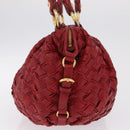 Miu Miu Hand Bag Leather Red Gold Auth 212947A-4