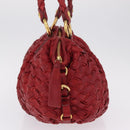 Miu Miu Hand Bag Leather Red Gold Auth 212947A-5